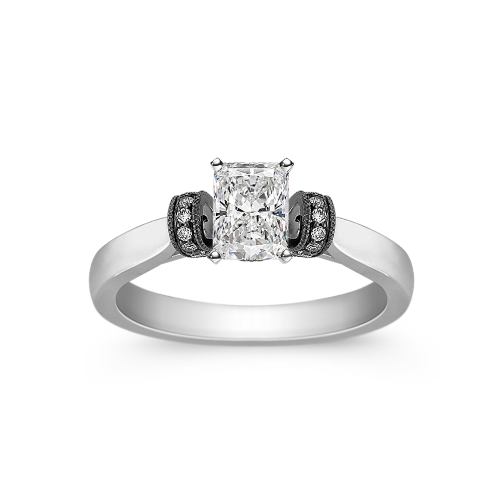 Natural Diamond Engagement Ring with Black Rhodium Shane Co.