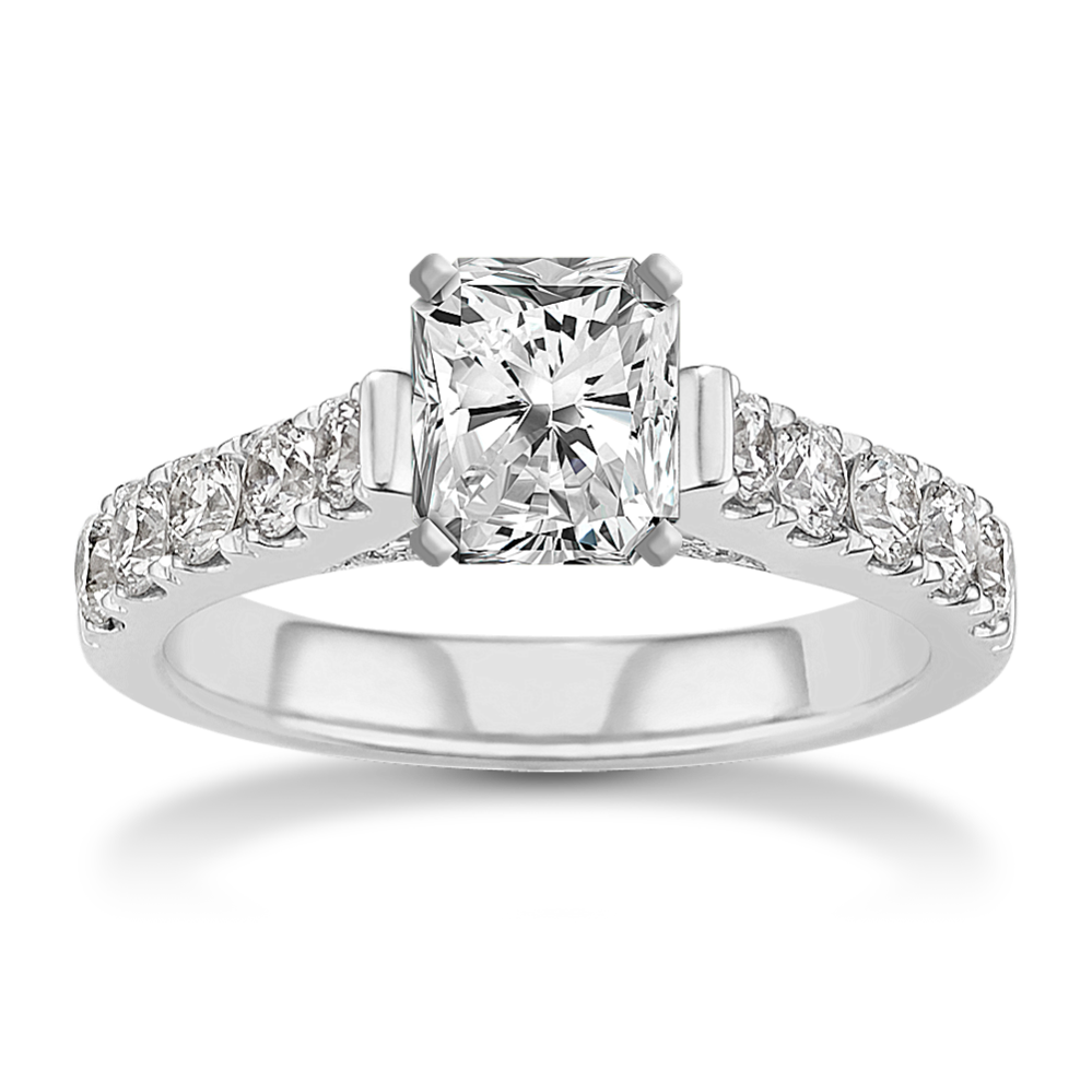Criss-Cross Cathedral Pave Engagement Ring