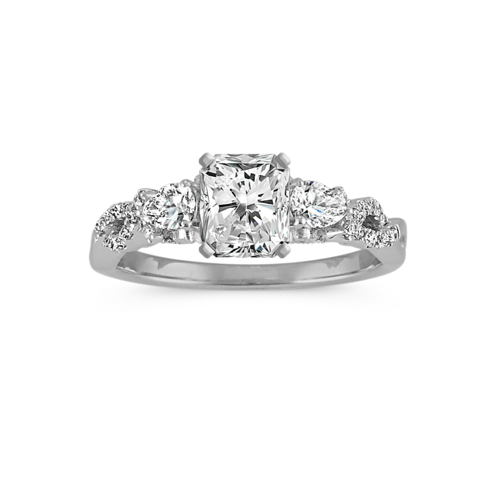 Pear-Shaped and Round Natural Diamond Vintage Infinity Swirl Engagement Ring
