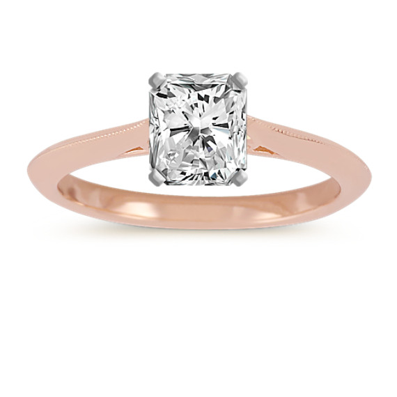 Bliss Knife Edge Cathedral Engagement Ring in 14K Rose Gold
