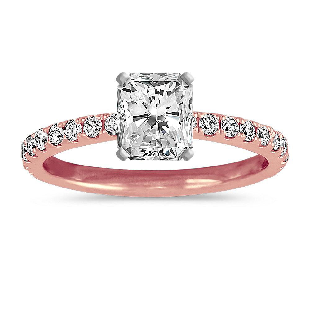 Pave-Set Diamond Engagement Ring in 14k Rose Gold | Shane Co.
