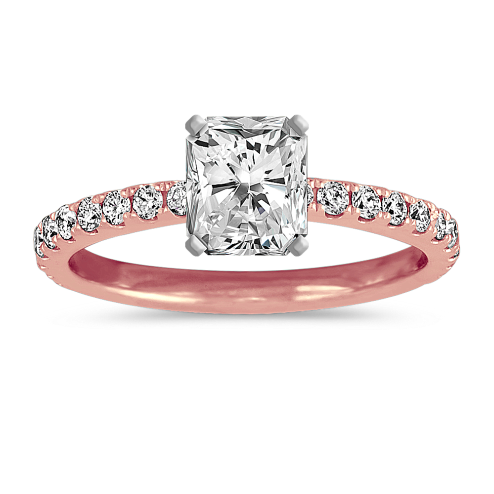 Pave-Set Diamond Engagement Ring in 14k Rose Gold