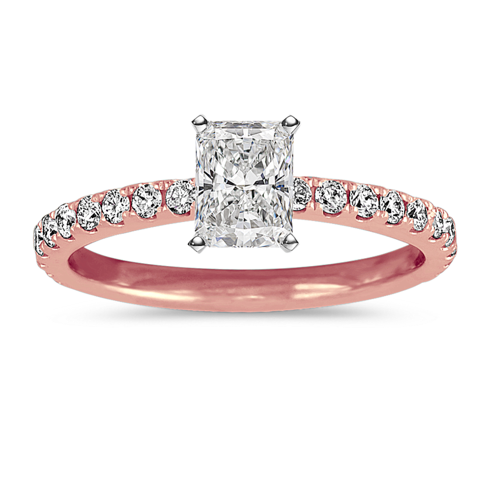 Pave-Set Diamond Engagement Ring in 14k Rose Gold