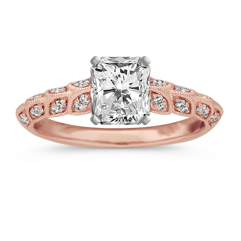 Vintage Diamond Engagement Ring in 14k Rose Gold