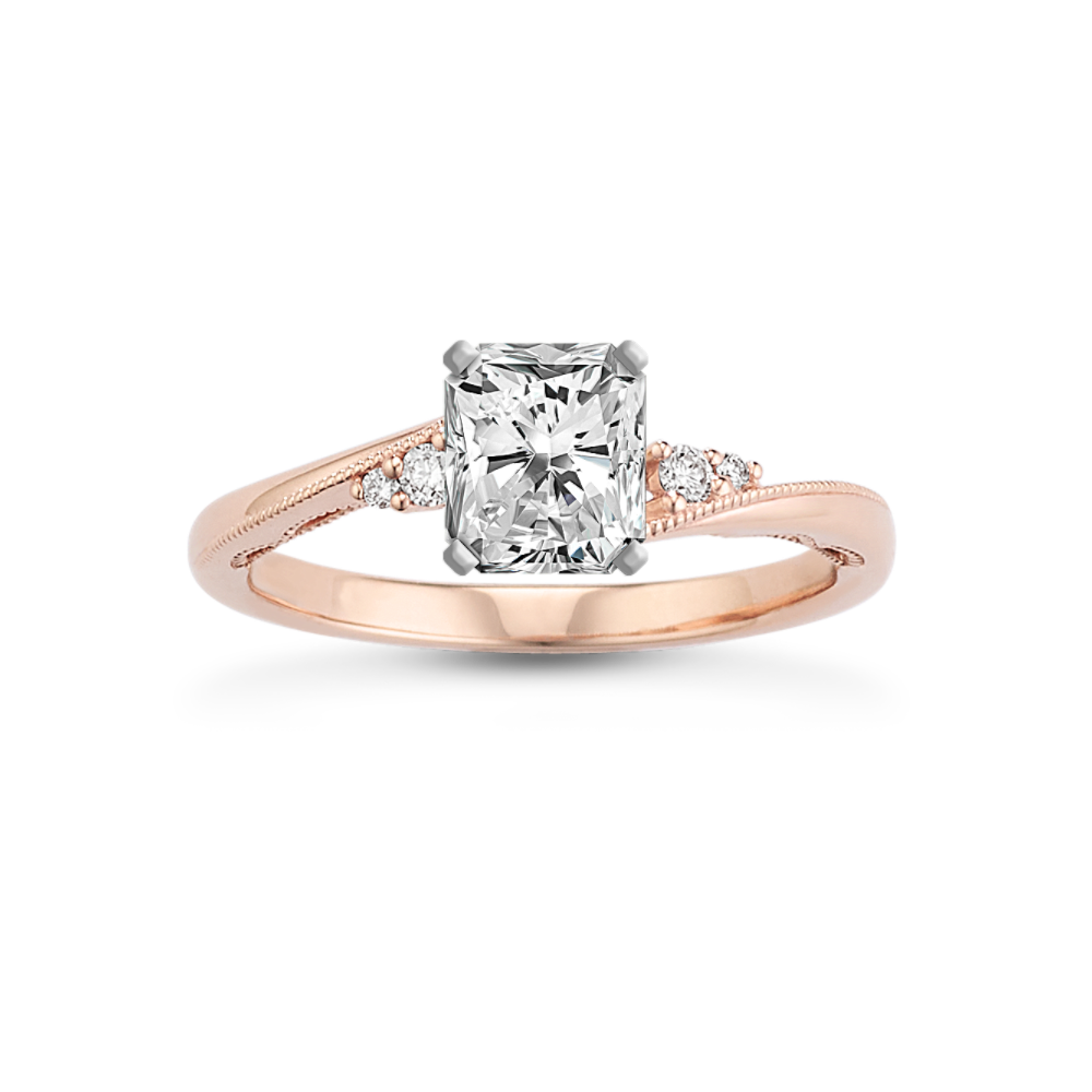 Classic Natural Diamond Engagement Ring in 14k Rose Gold