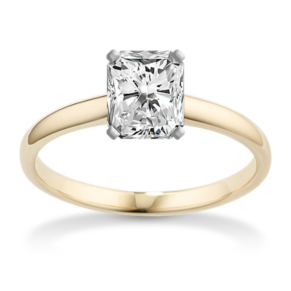 Solitaire 14K Yellow Gold Engagement Ring with Radiant Diamond