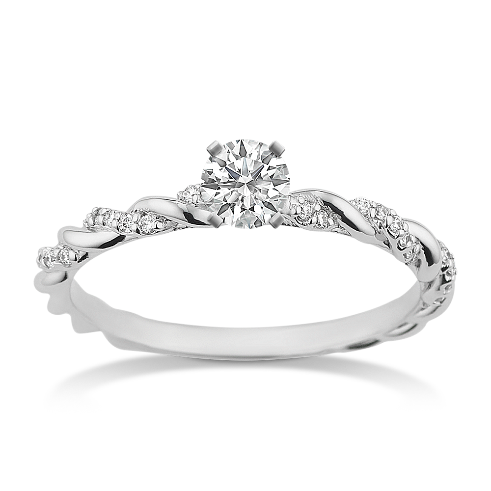 0.2 ct. Natural Diamond Engagement Ring in White Gold