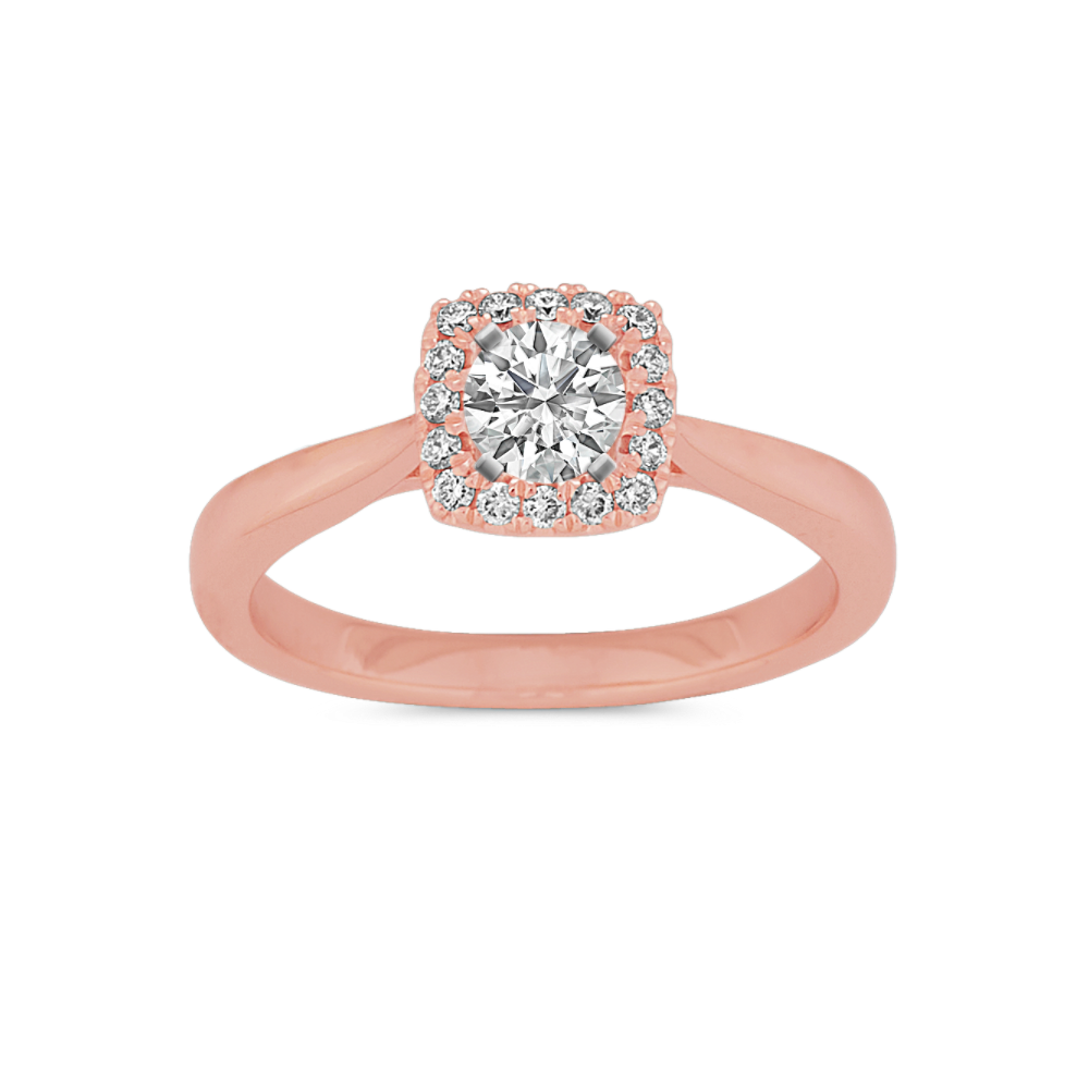 0.21 ct. Natural Diamond Engagement Ring in Rose Gold