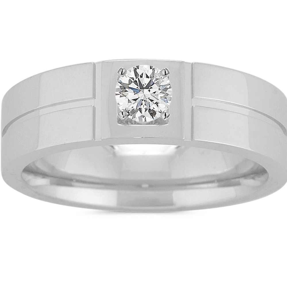 Choose-Your-Gemstone White Gold Mens Ring (5.5mm)