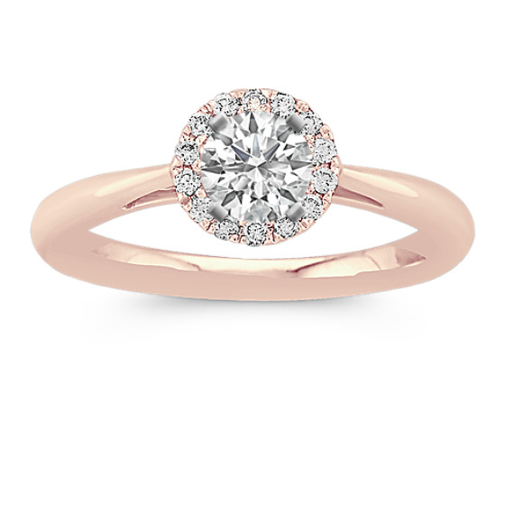 Diamond Halo Engagement Ring in 14k Rose Gold with Brilliant Round Diamond