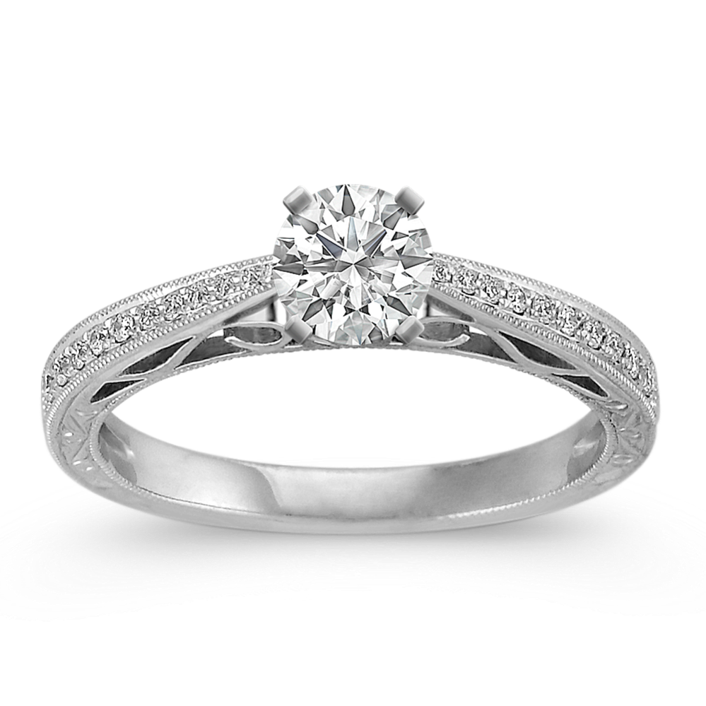 0.36 ct. Natural Diamond Engagement Ring in White Gold
