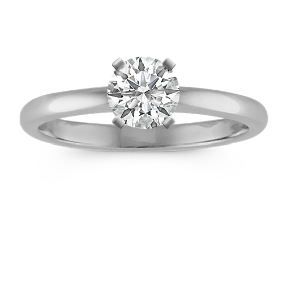 Solitaire 14K White Gold Engagement Ring with Brilliant Round Diamond