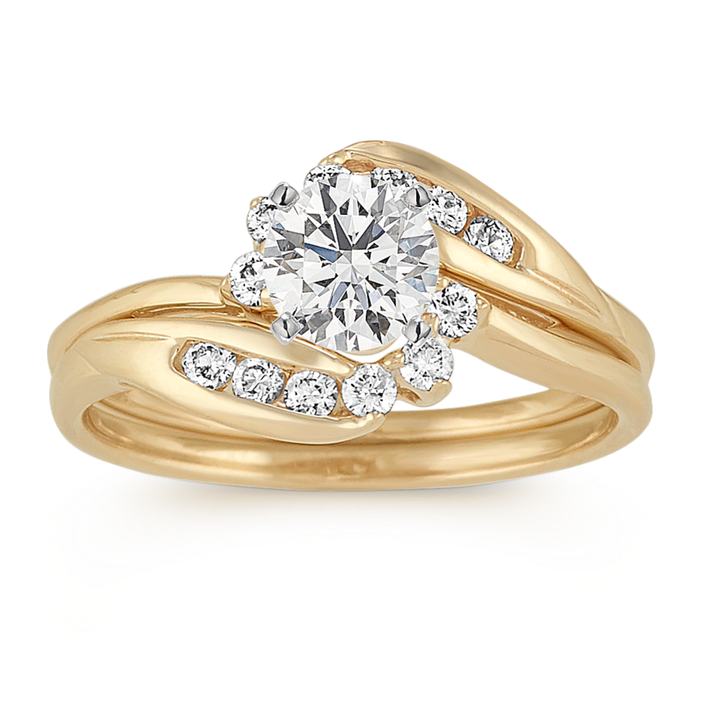 Swirl Diamond Wedding Set