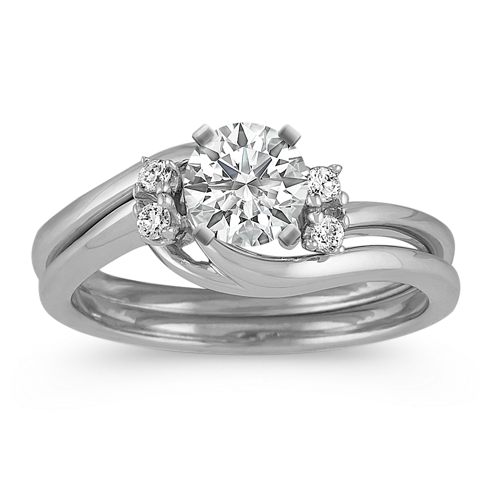 Swirl Wedding Set with Diamond Accents