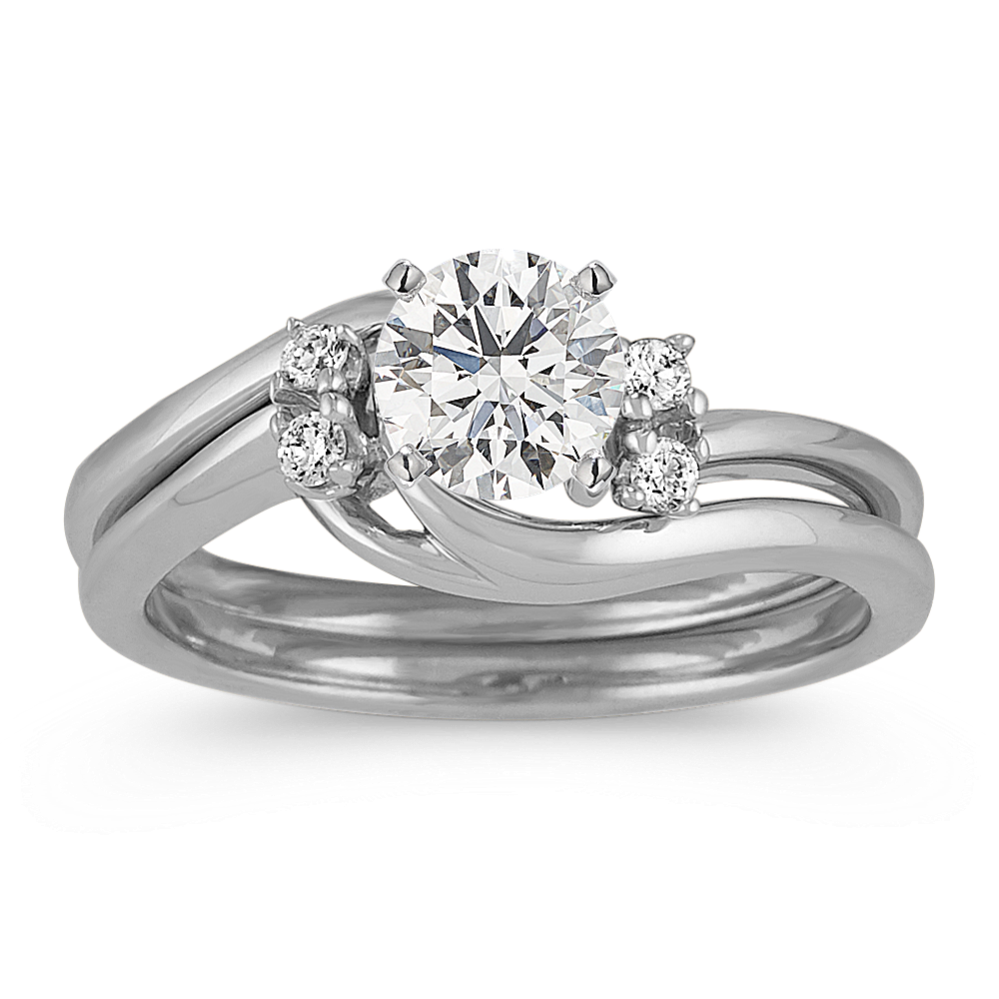 Swirl Wedding Set with Diamond Accents
