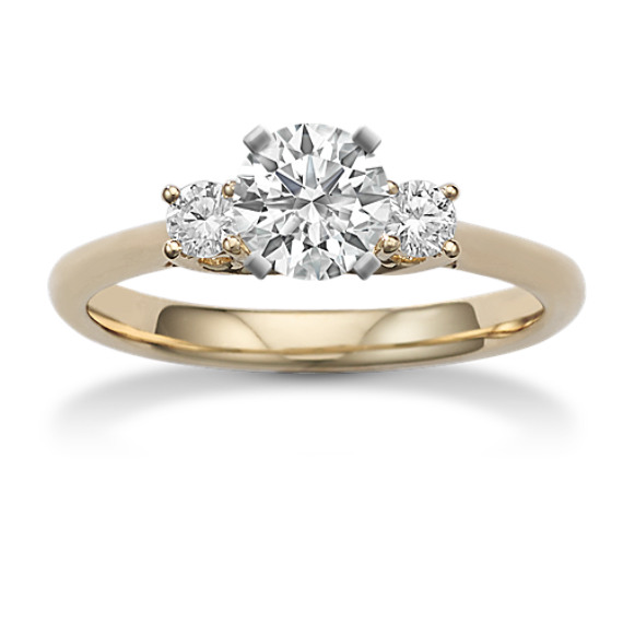 Classic Three-Stone Engagement Ring with Brilliant Round Diamond