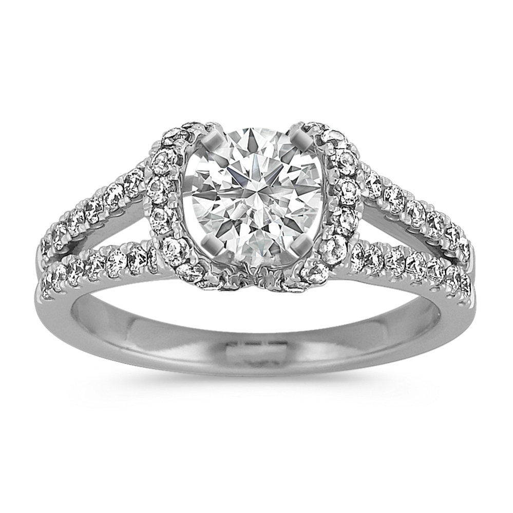 Diamond Engagement Ring with Pave Setting in Platinum
