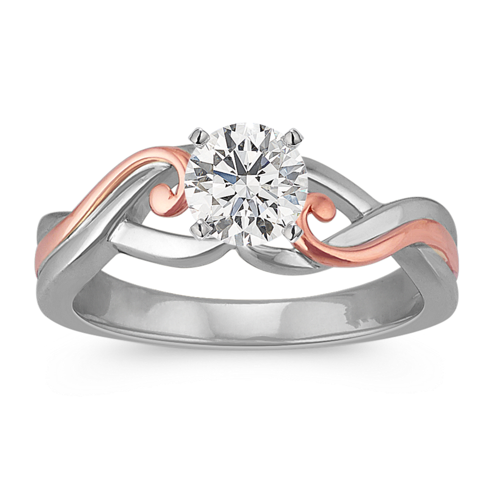 14k White and Rose Gold Swirl Ring