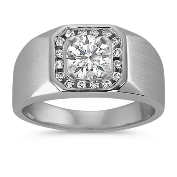 Channel-Set Round Diamond Mens Engagement Ring (11mm)