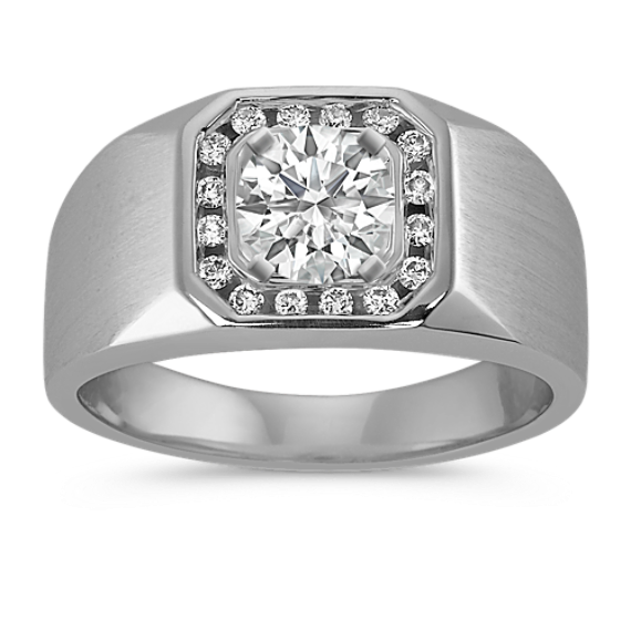 Channel-Set Round Natural Diamond Mens Engagement Ring (11mm)
