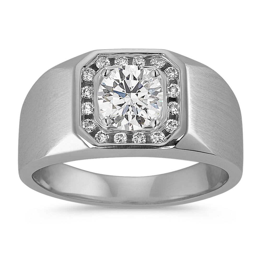 Channel-Set Halo Mens Engagement Ring (4.2mm)