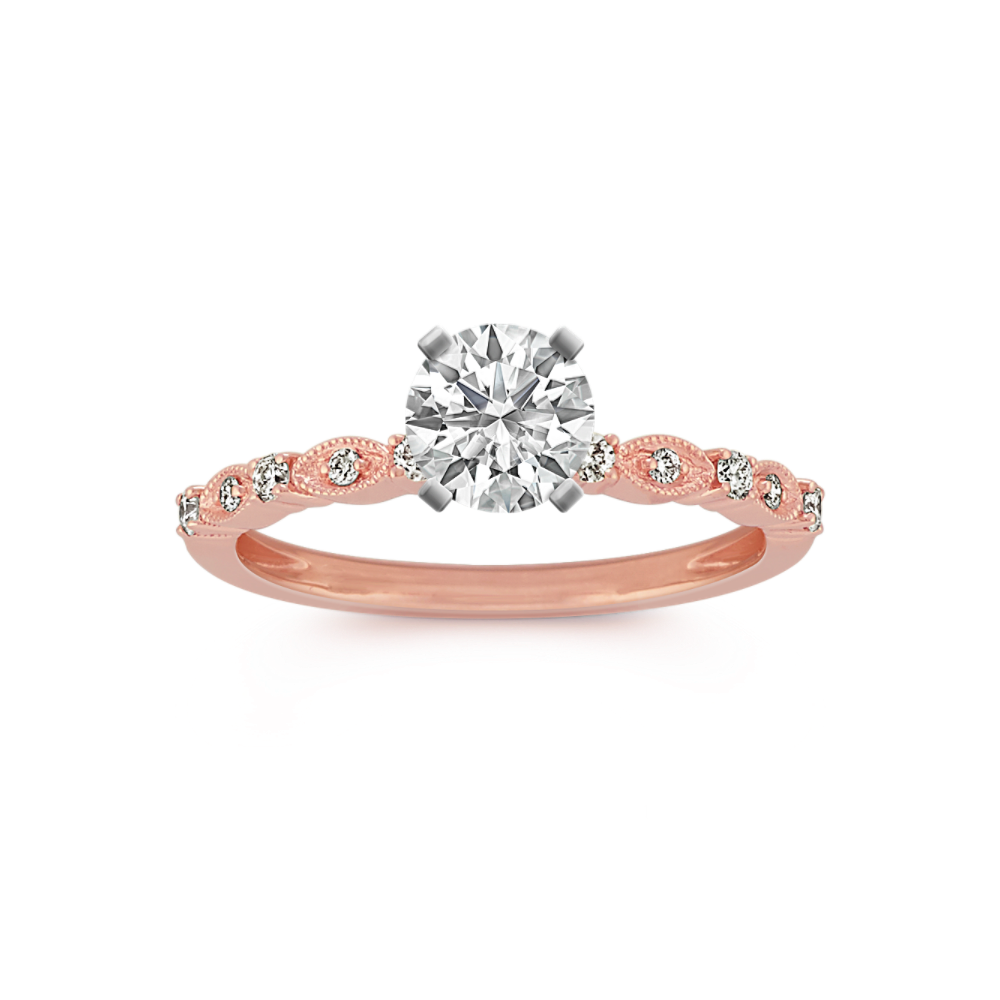 Como Vintage Natural Diamond Engagement Ring in 14K Rose Gold