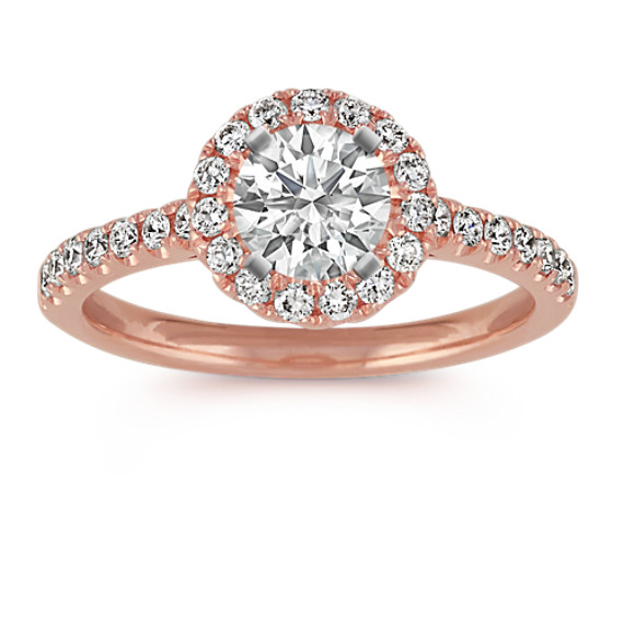 Round Halo Engagement Ring in 14k Rose Gold