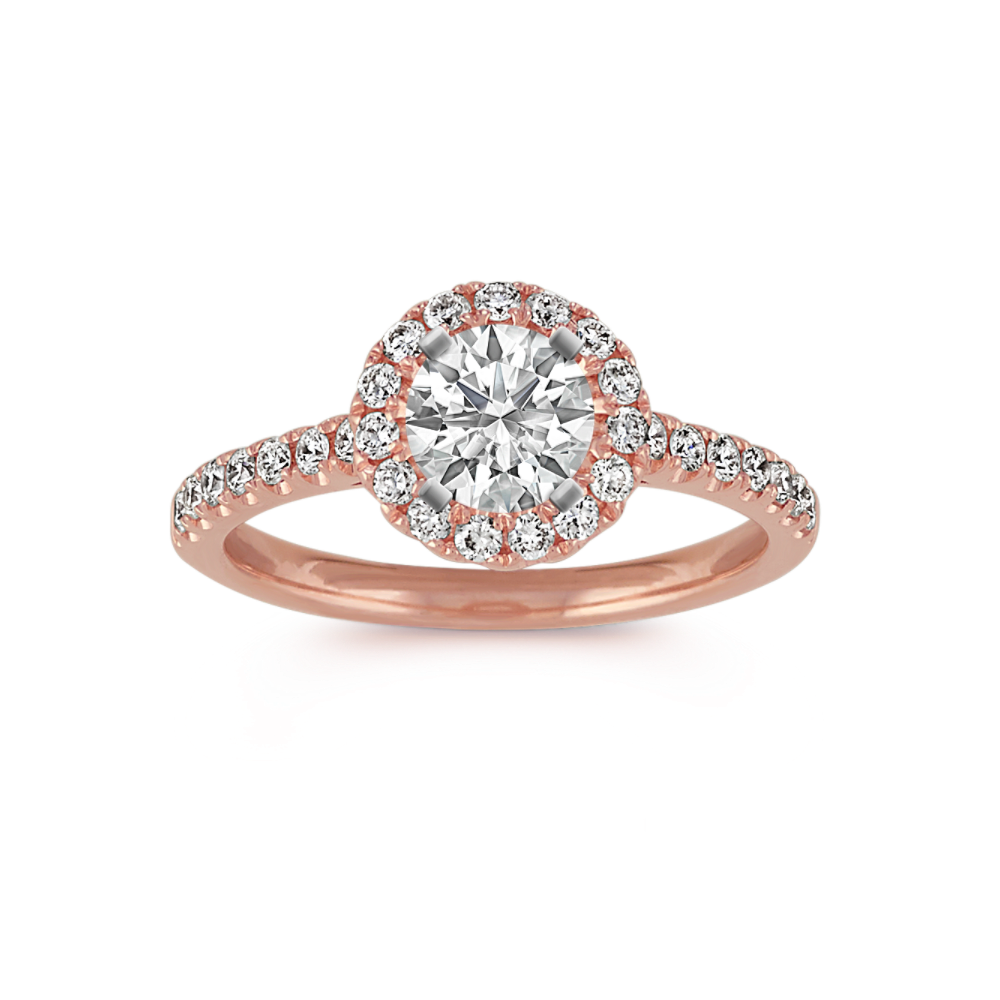 Round Halo Engagement Ring in 14k Rose Gold