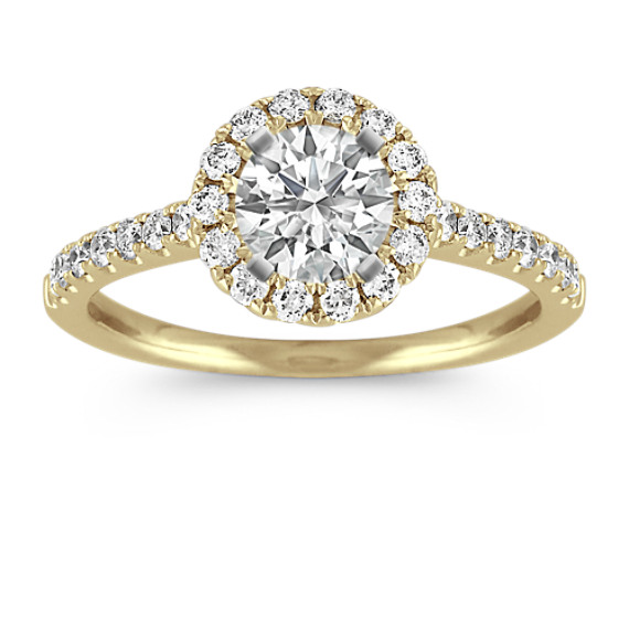 Halo Engagement Ring with Pave-Set Diamonds
