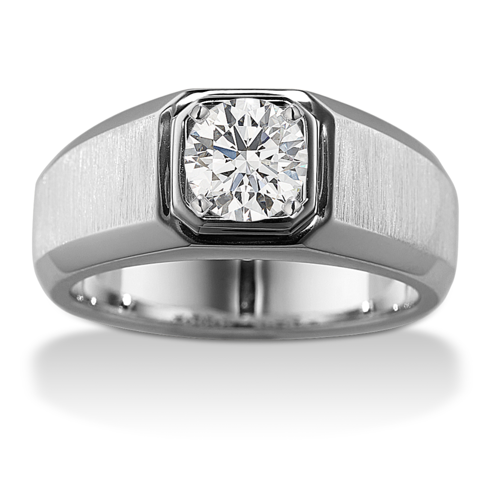 Mens Engagement Ring in 14K White Gold