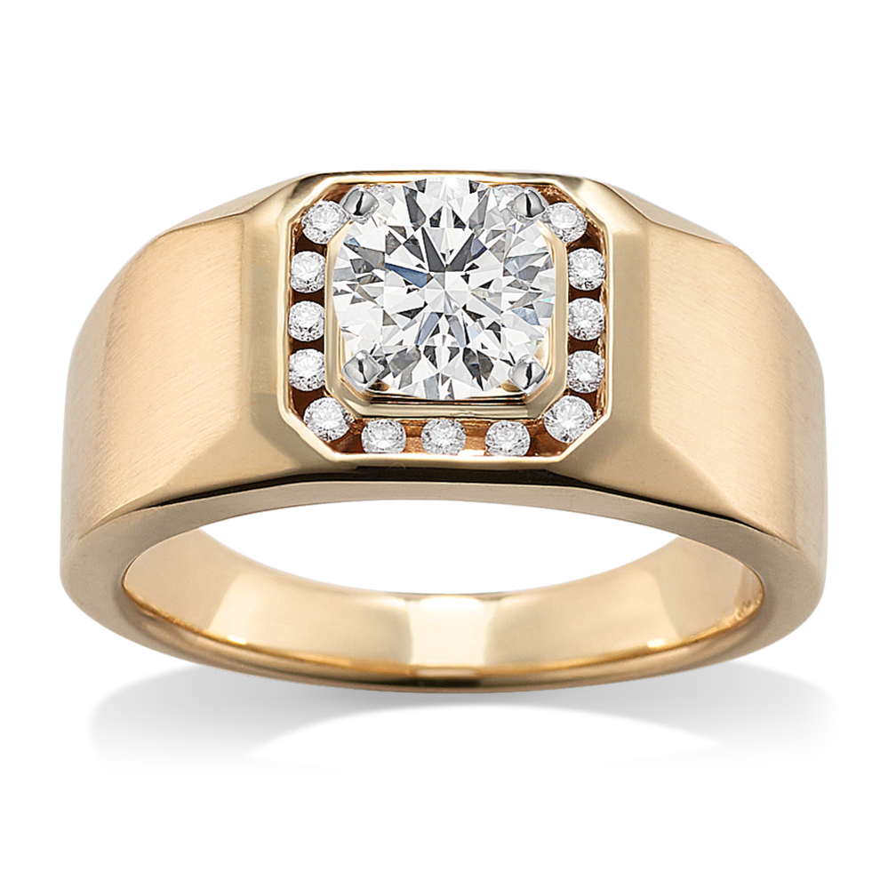 Channel-Set Halo Mens Engagement Ring (4.2mm)