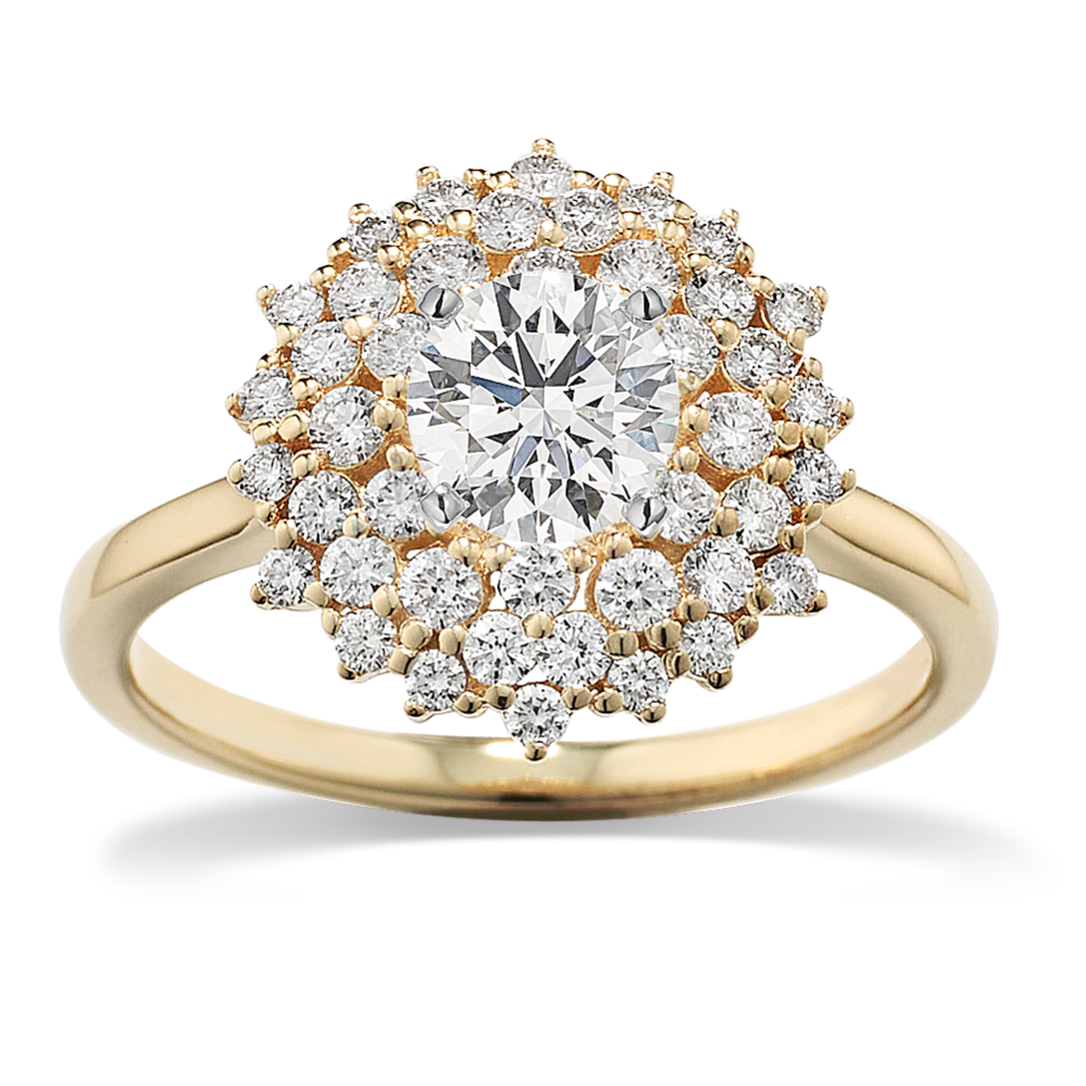 Water Lily Halo Engagement Ring