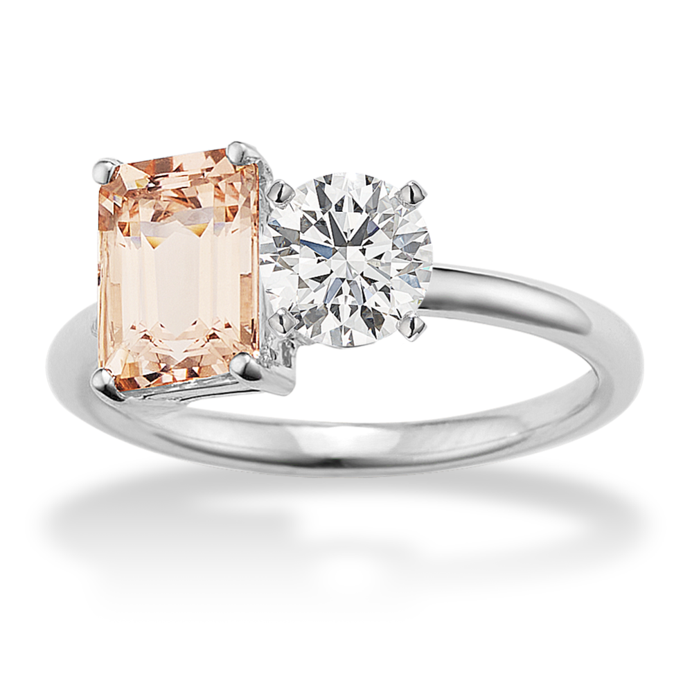 Peony Morganite Toi et Moi Engagement Ring