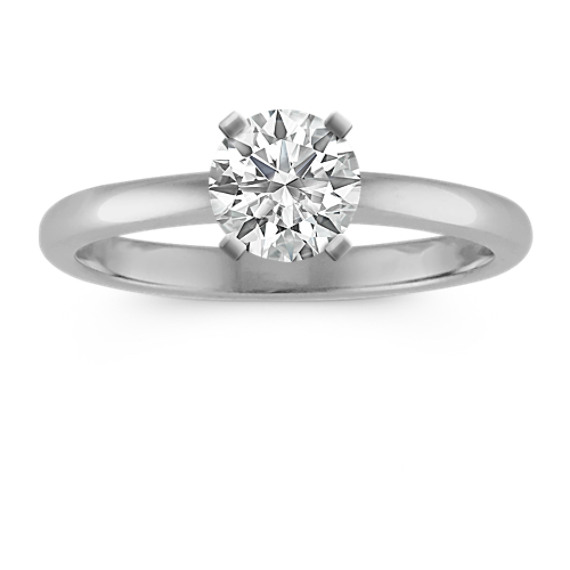 Solitaire 14K White Gold Engagement Ring with Brilliant Round Diamond