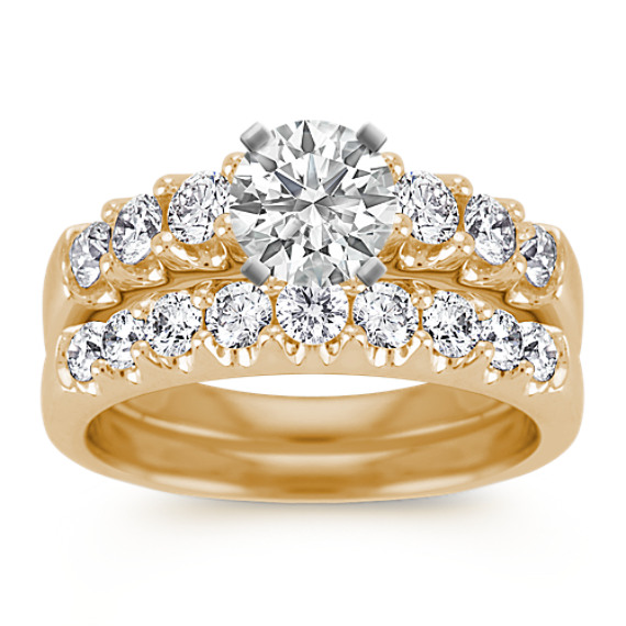 Round Diamond Wedding Set in 14k Yellow Gold | Shane Co.