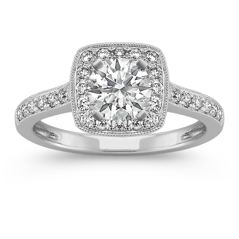 0.56 ct. Natural Diamond Engagement Ring in White Gold