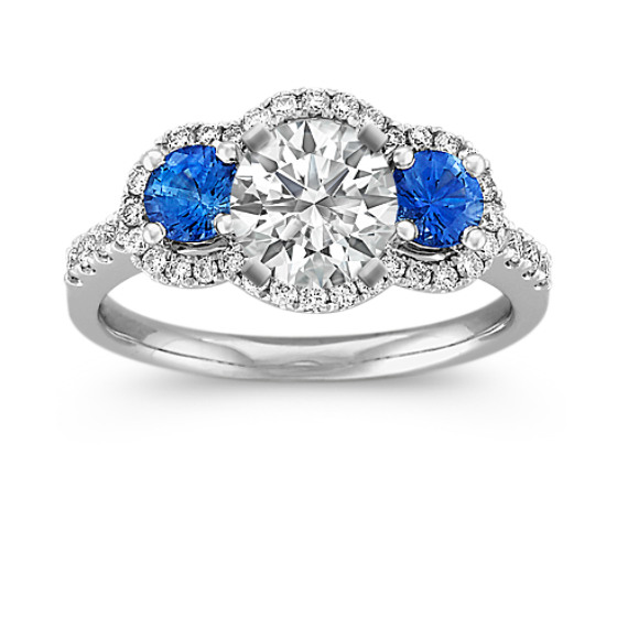 Round Kentucky Blue Sapphire and Diamond Engagement Ring | Shane Co.