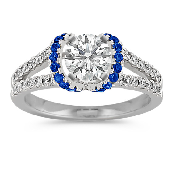 Round Sapphire and Diamond Engagement Ring with Pavé Setting | Shane Co.