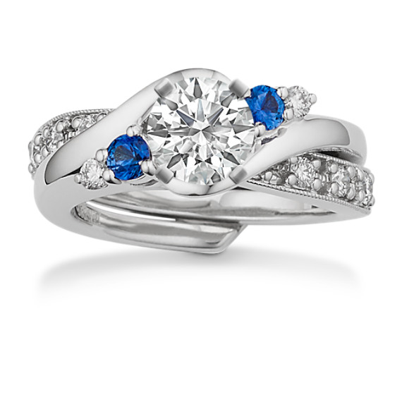 Swirl Round Sapphire and Diamond Wedding Set | Shane Co.