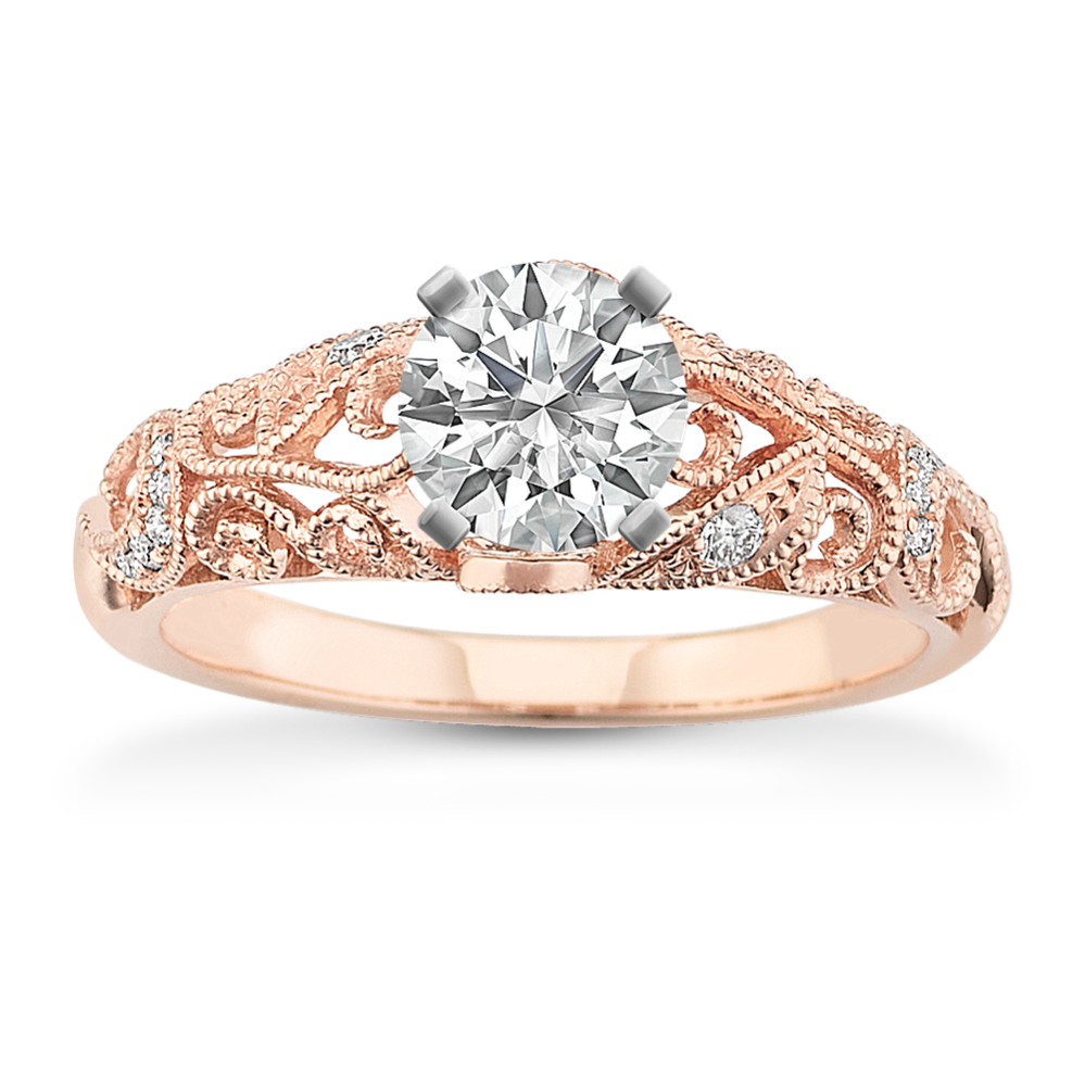 0.54 ct. Natural Diamond Engagement Ring in Rose Gold