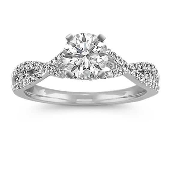 Round Diamond Cathedral Infinity Engagement Ring with Pave-Setting with Brilliant Round Diamond