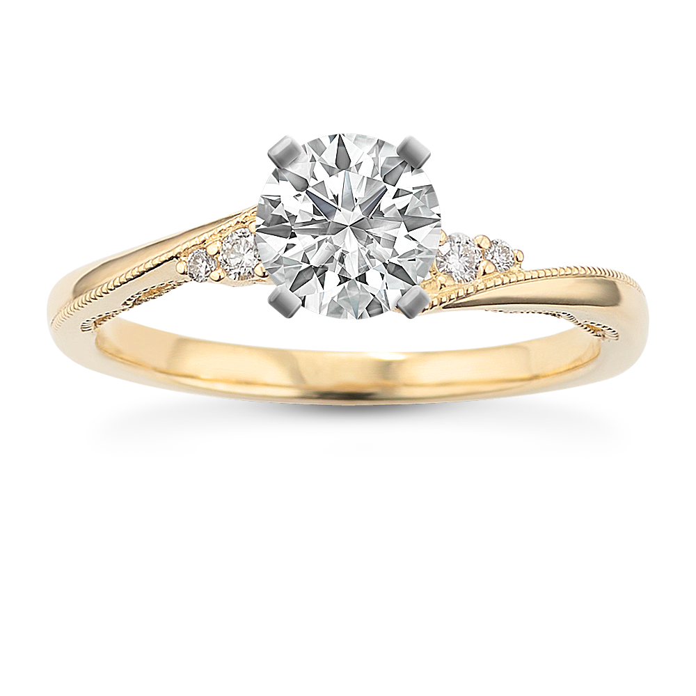 0.61 ct. Natural Diamond Engagement Ring in Yellow Gold