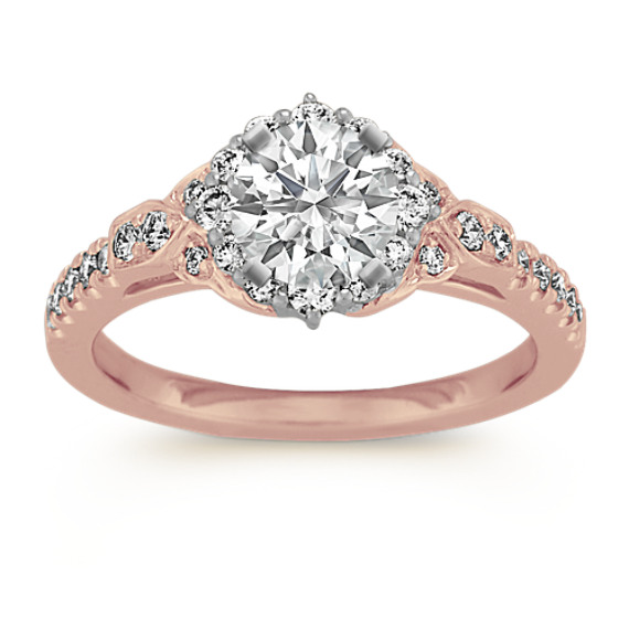 Diamond Halo Engagement Ring in 14k Rose Gold with Brilliant Round Diamond