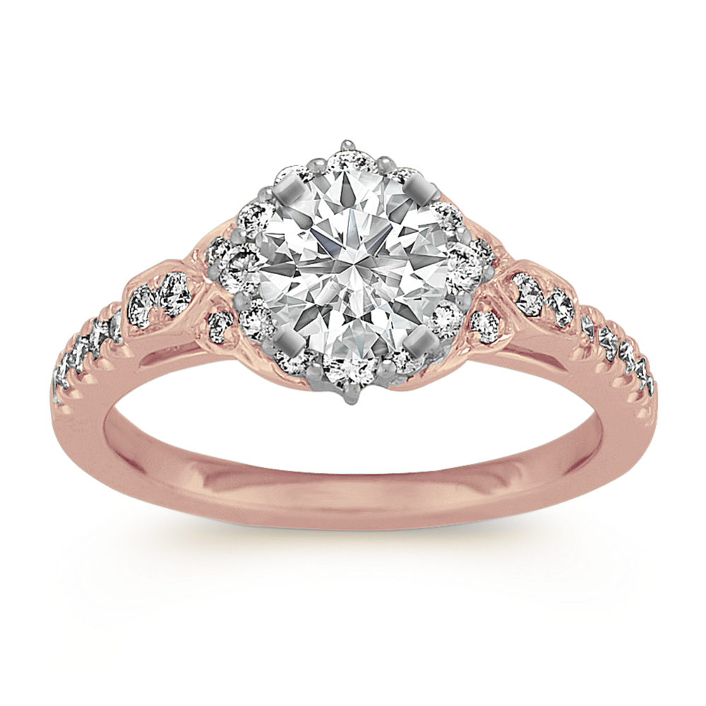 0.51 ct. Natural Diamond Engagement Ring in Rose and White Gold