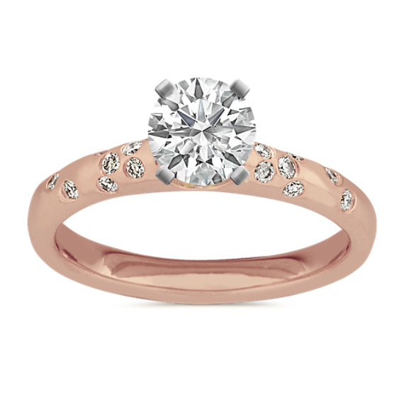 Stardust Diamond Engagement Ring in 14k Rose Gold with Brilliant Round Diamond