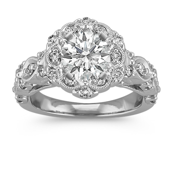 Vintage Floral Halo Diamond Engagement Ring | Shane Co.