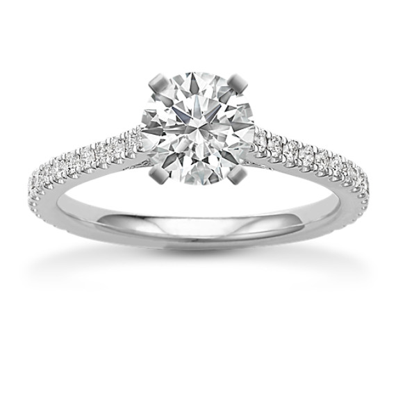 Round Diamond Platinum Engagement Ring with Brilliant Round Diamond
