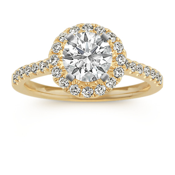Round Halo Engagement Ring with Pave Setting