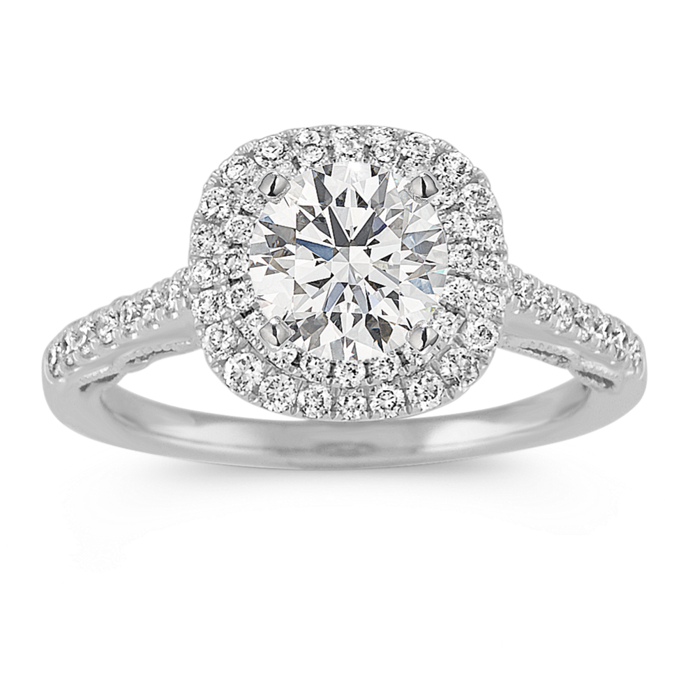 Vintage Double Halo Engagement Ring in Platinum