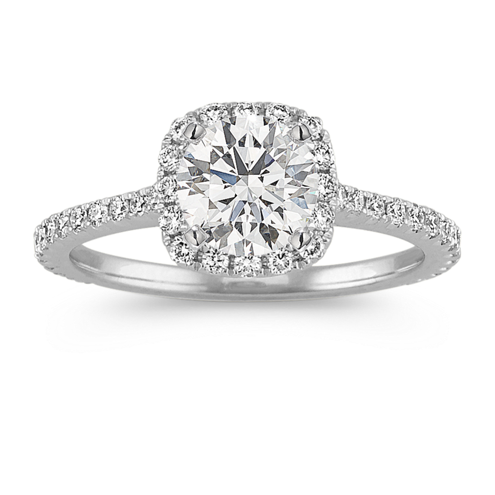 Ella Halo Engagement Ring for 1 ct Cushion